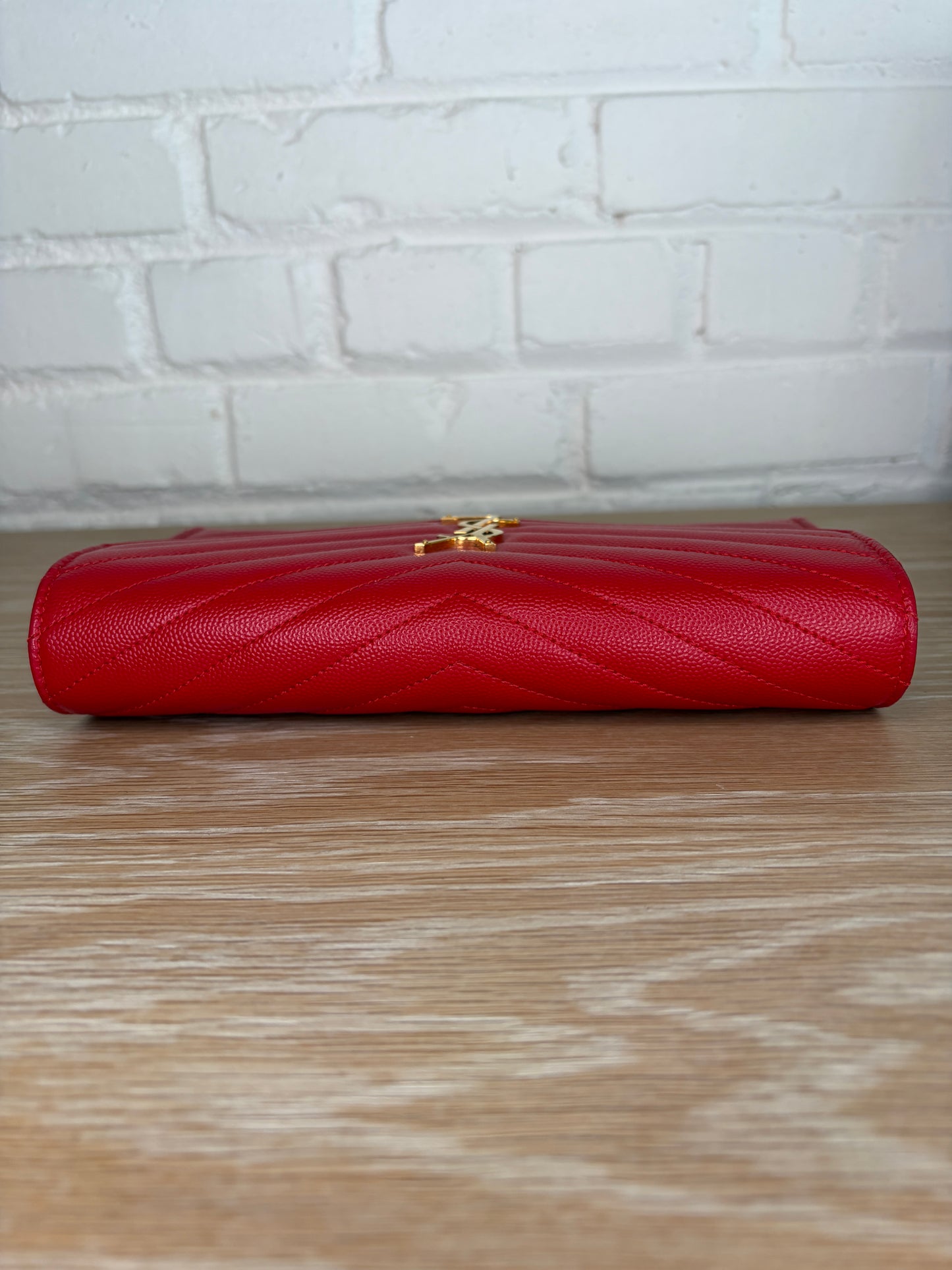 Saint Laurent Envelope Wallet On Chain Red Medium