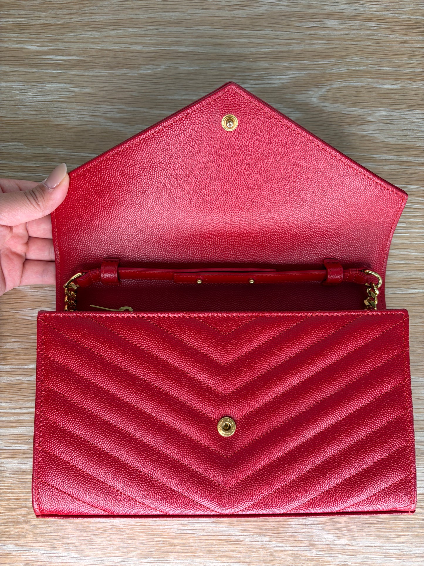 Saint Laurent Envelope Wallet On Chain Red Medium