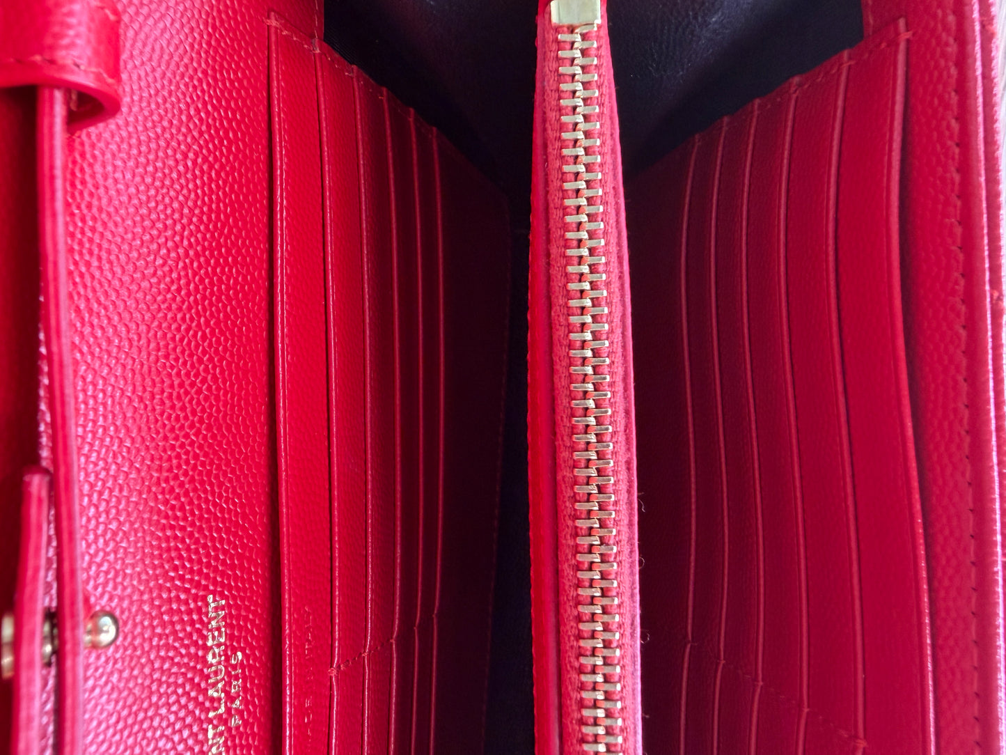 Saint Laurent Envelope Wallet On Chain Red Medium