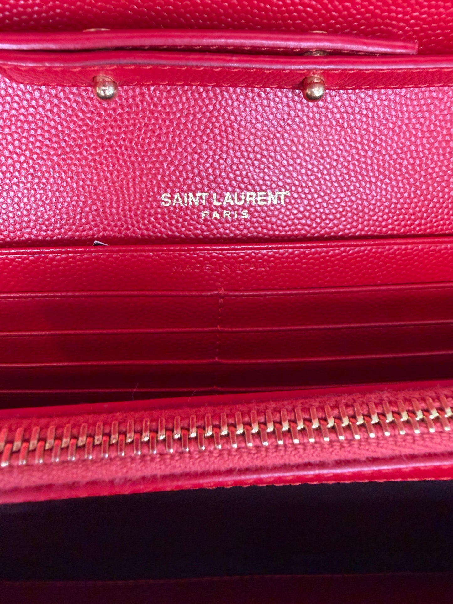 Saint Laurent Envelope Wallet On Chain Red Medium
