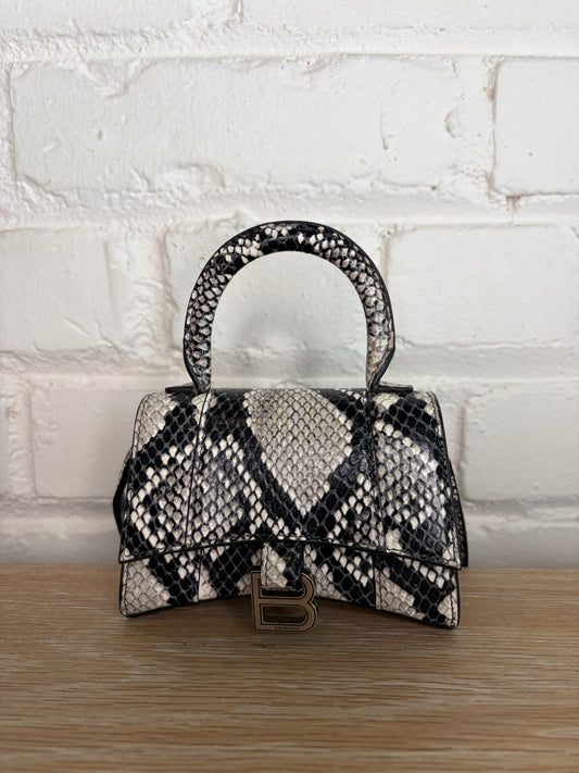 Balenciaga Mini Hourglass Top Handle Crossbody Snakeskin Effect