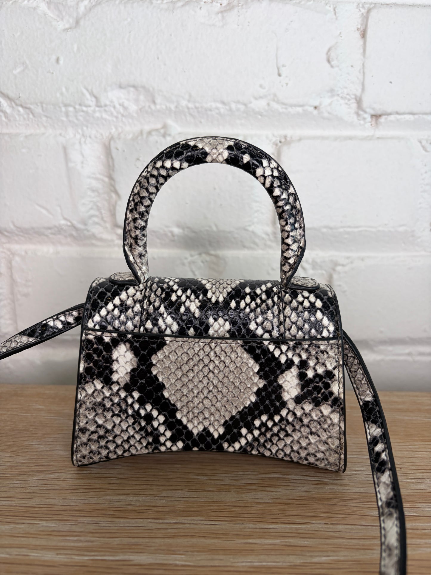 Balenciaga Mini Hourglass Top Handle Crossbody Snakeskin Effect
