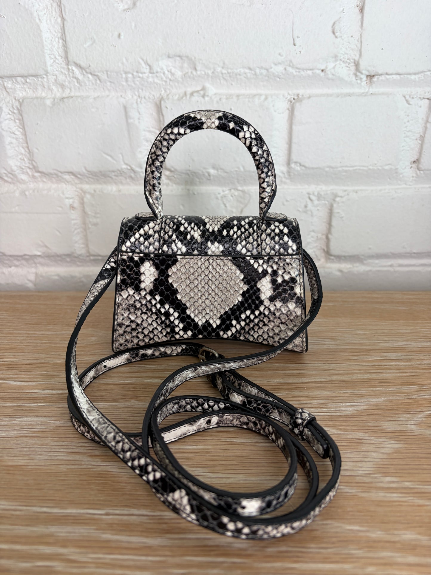 Balenciaga Mini Hourglass Top Handle Crossbody Snakeskin Effect