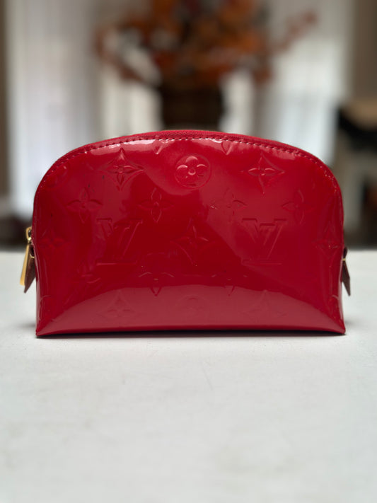 Louis Vuitton Monogram Vernis Cosmetic Pouch, Red
