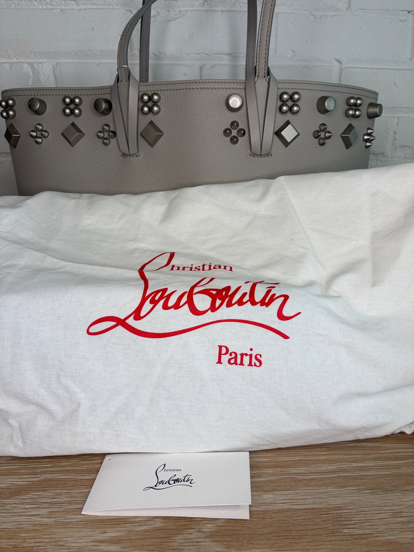 Christian Louboutin Cabata Small Rote Bag Light Gray