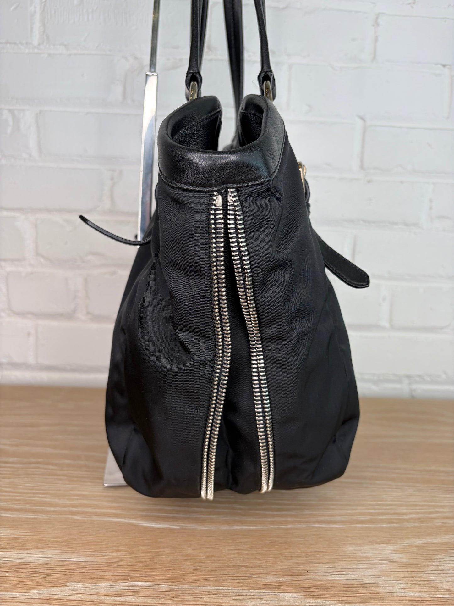 Prada Tessuto Expandable Zipper Nylon Tote Black