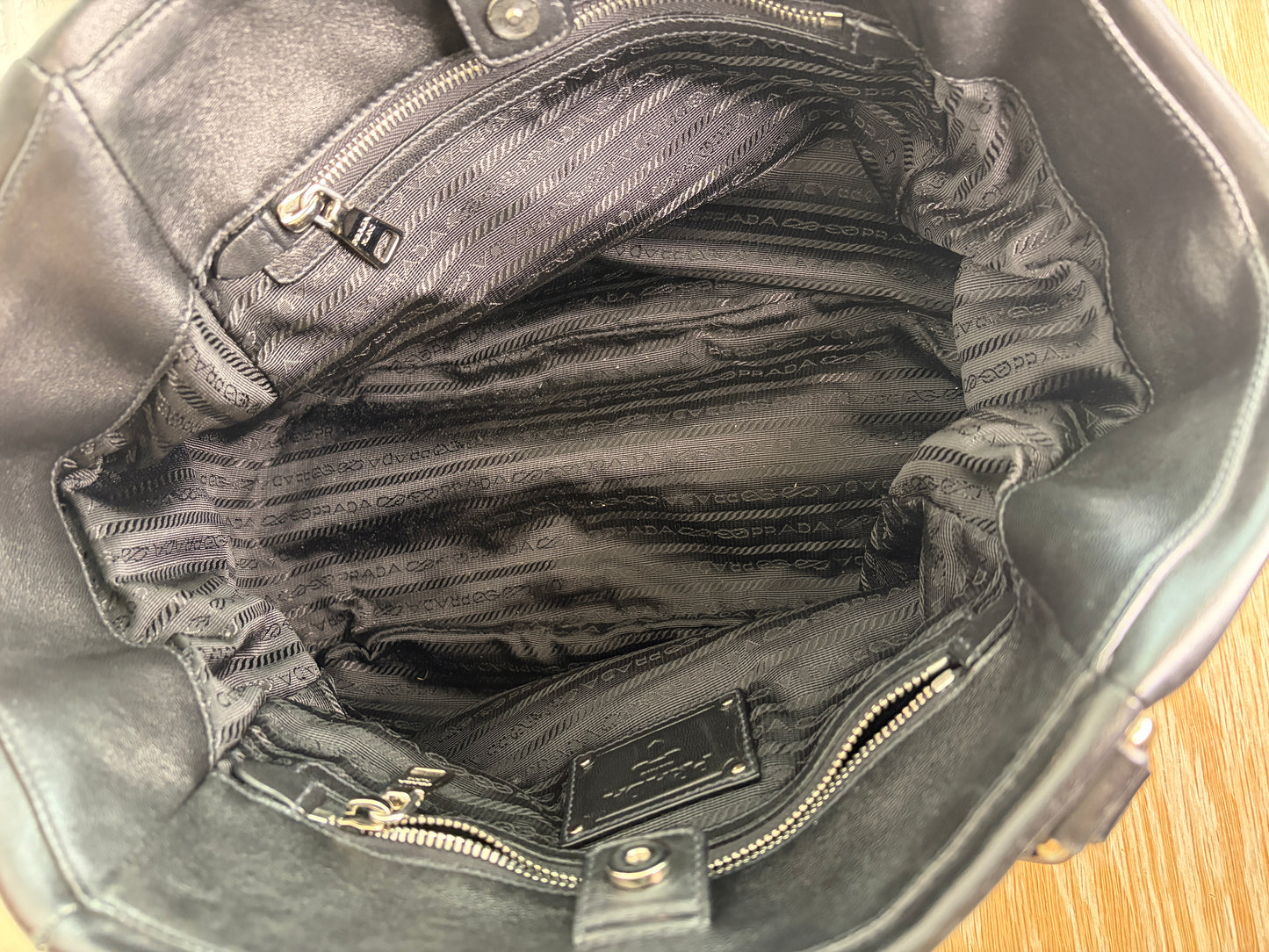 Prada Tessuto Expandable Zipper Nylon Tote Black
