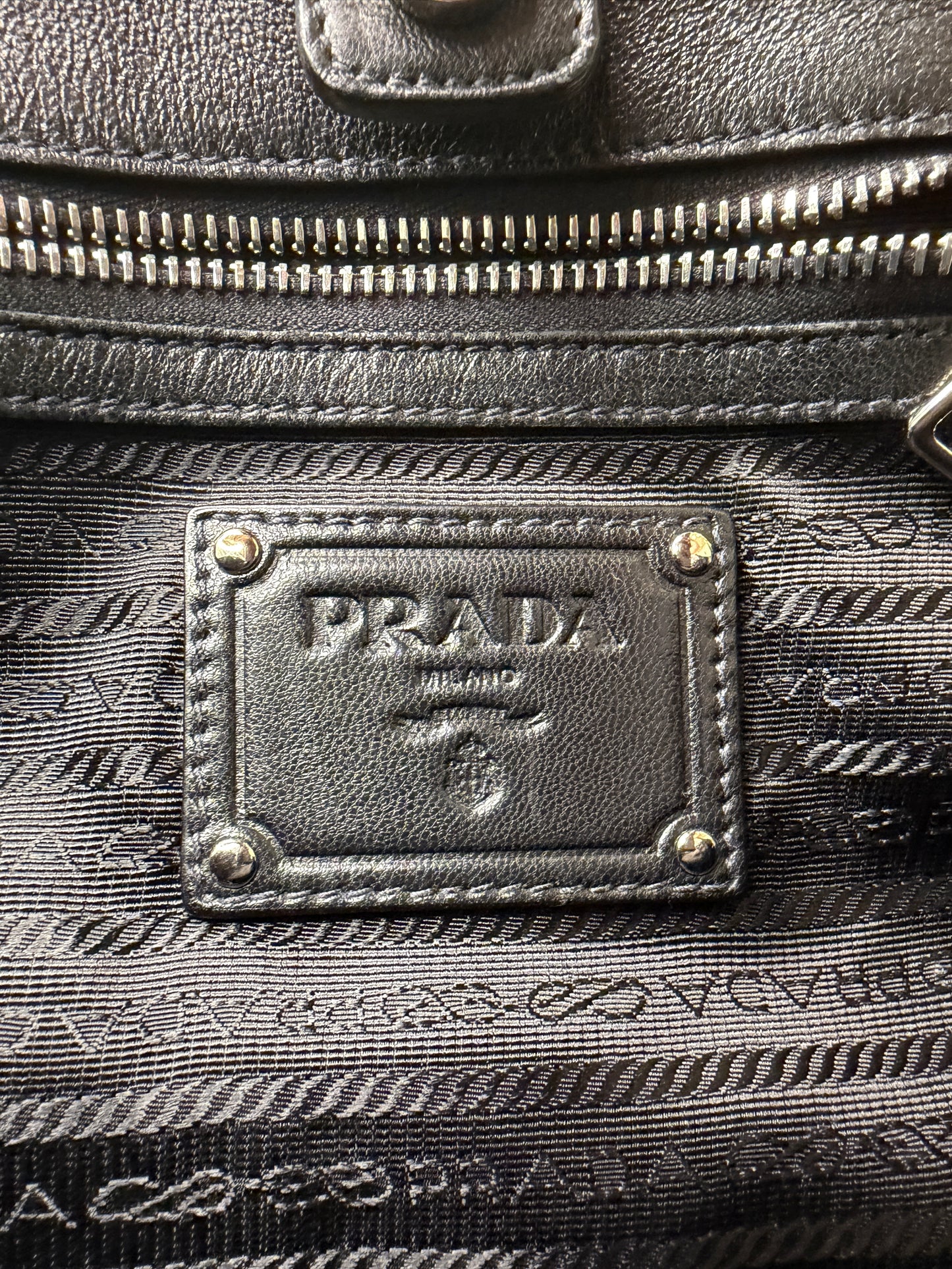 Prada Tessuto Expandable Zipper Nylon Tote Black