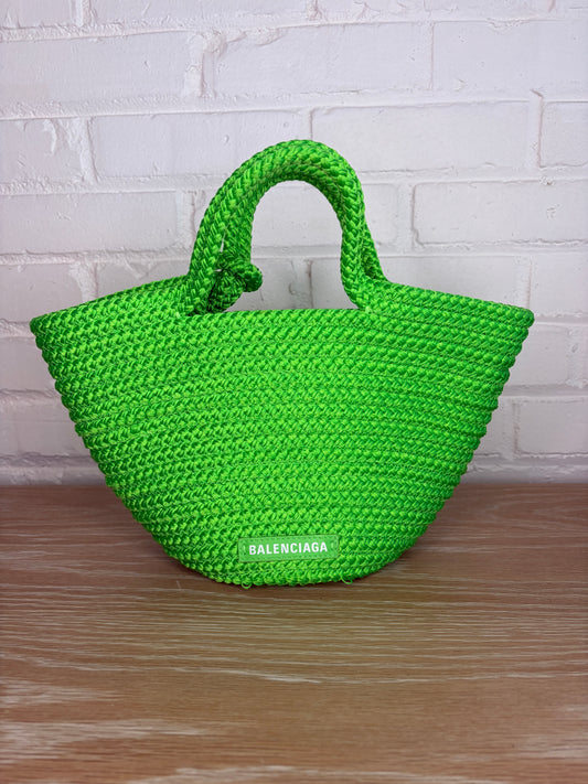 Balenciaga Green Ibiza Small Basket Bag with Strap