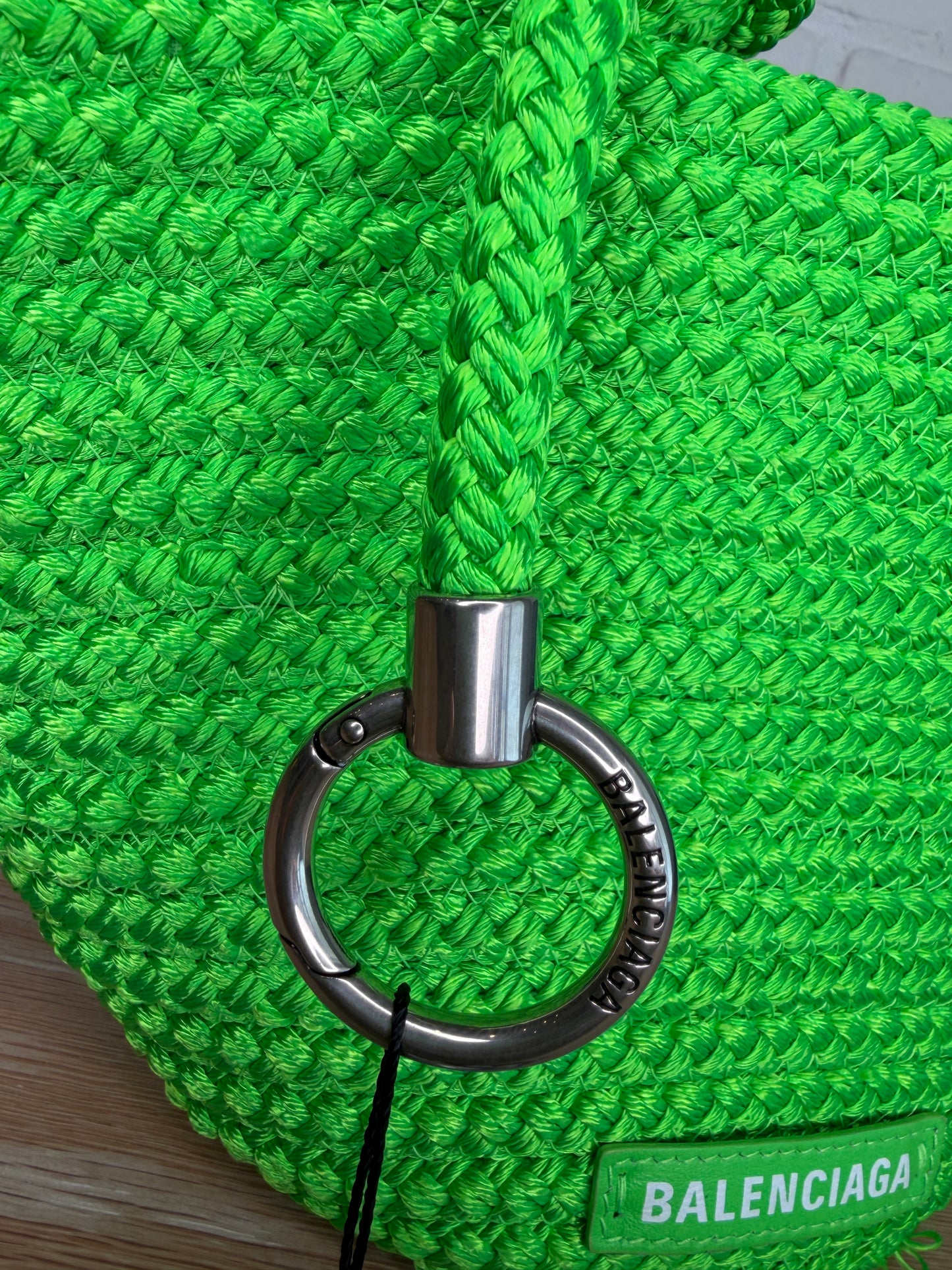 Balenciaga Green Ibiza Small Basket Bag with Strap