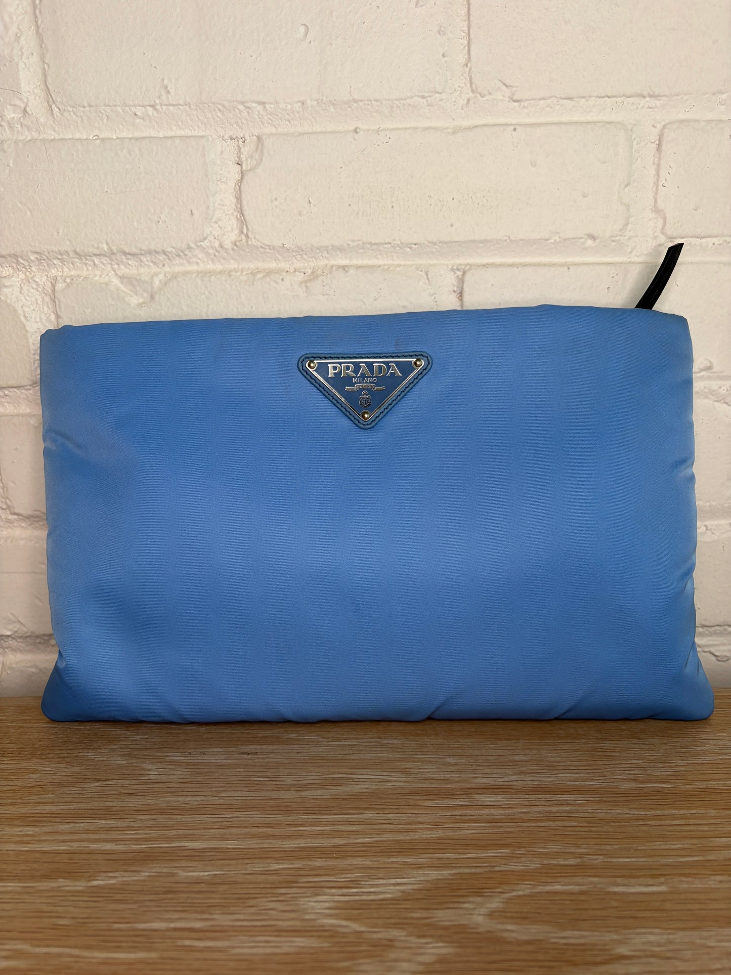 Prada Ressuto Nylon Clutch Blue