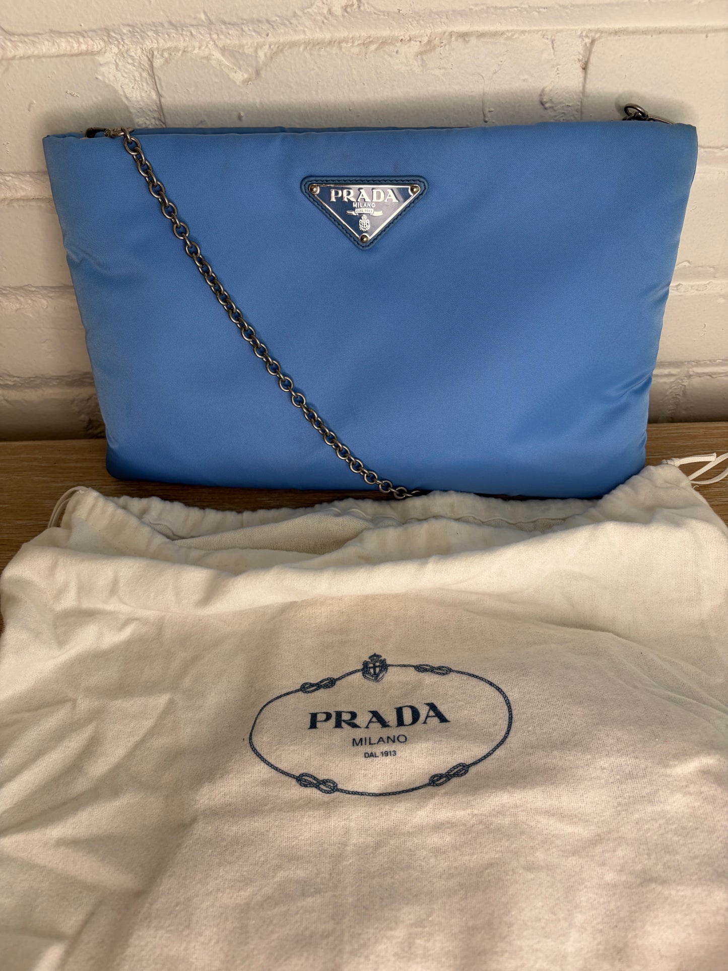 Prada Ressuto Nylon Clutch Blue