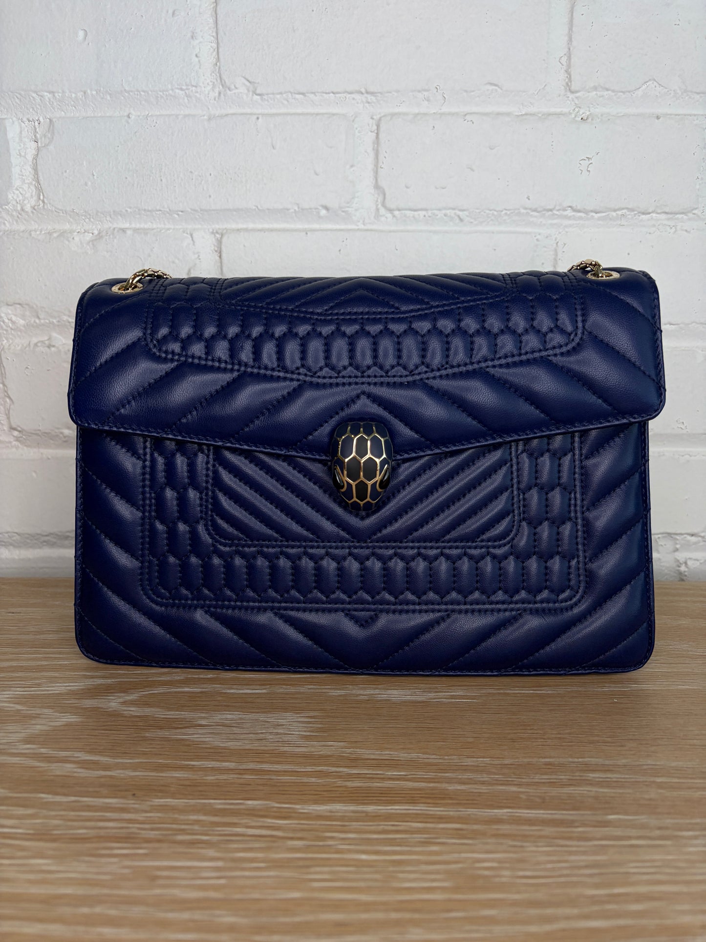 Bvlgari Serpenti Forever Shoulder Bag Blue Quilted  Calfskin
