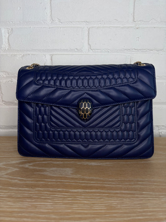 Bvlgari Serpenti Forever Shoulder Bag Blue Quilted  Calfskin