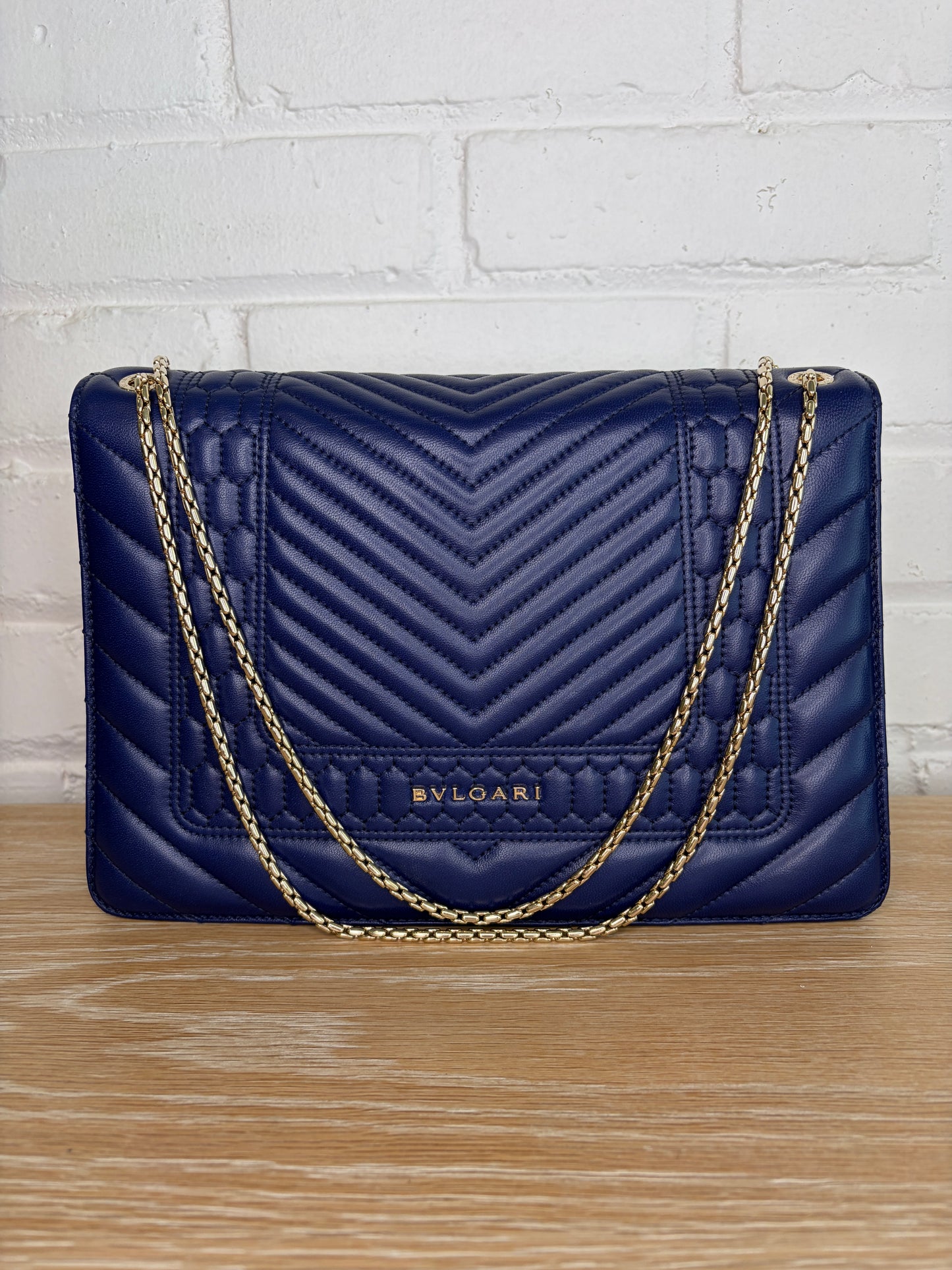 Bvlgari Serpenti Forever Shoulder Bag Blue Quilted  Calfskin