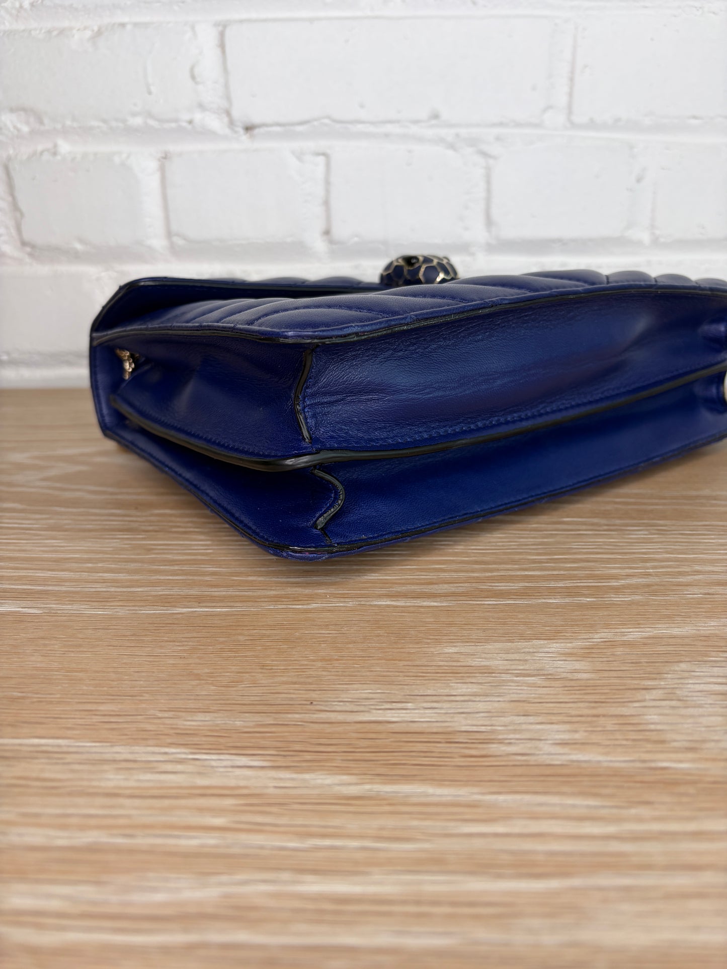 Bvlgari Serpenti Forever Shoulder Bag Blue Quilted  Calfskin