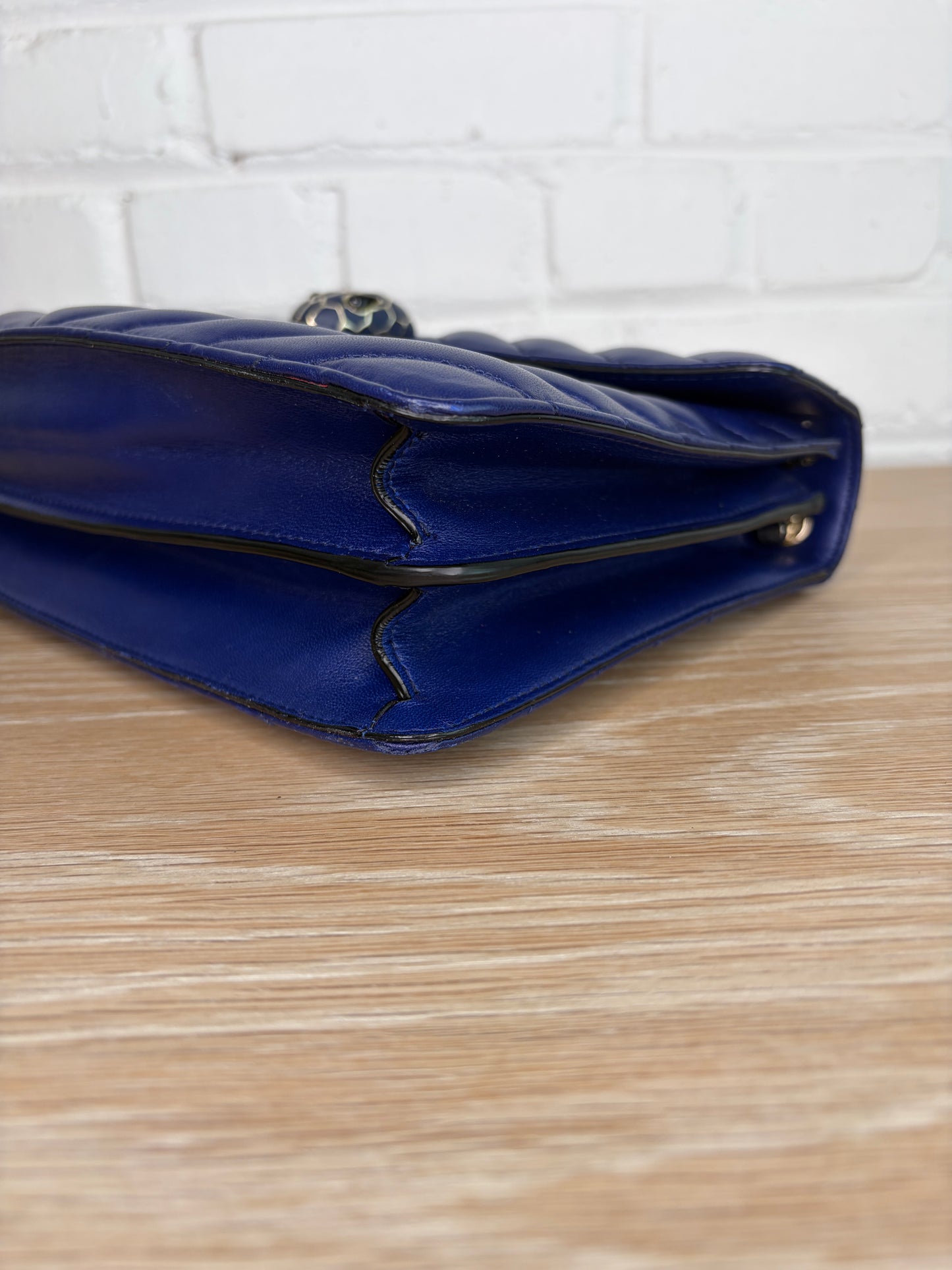 Bvlgari Serpenti Forever Shoulder Bag Blue Quilted  Calfskin