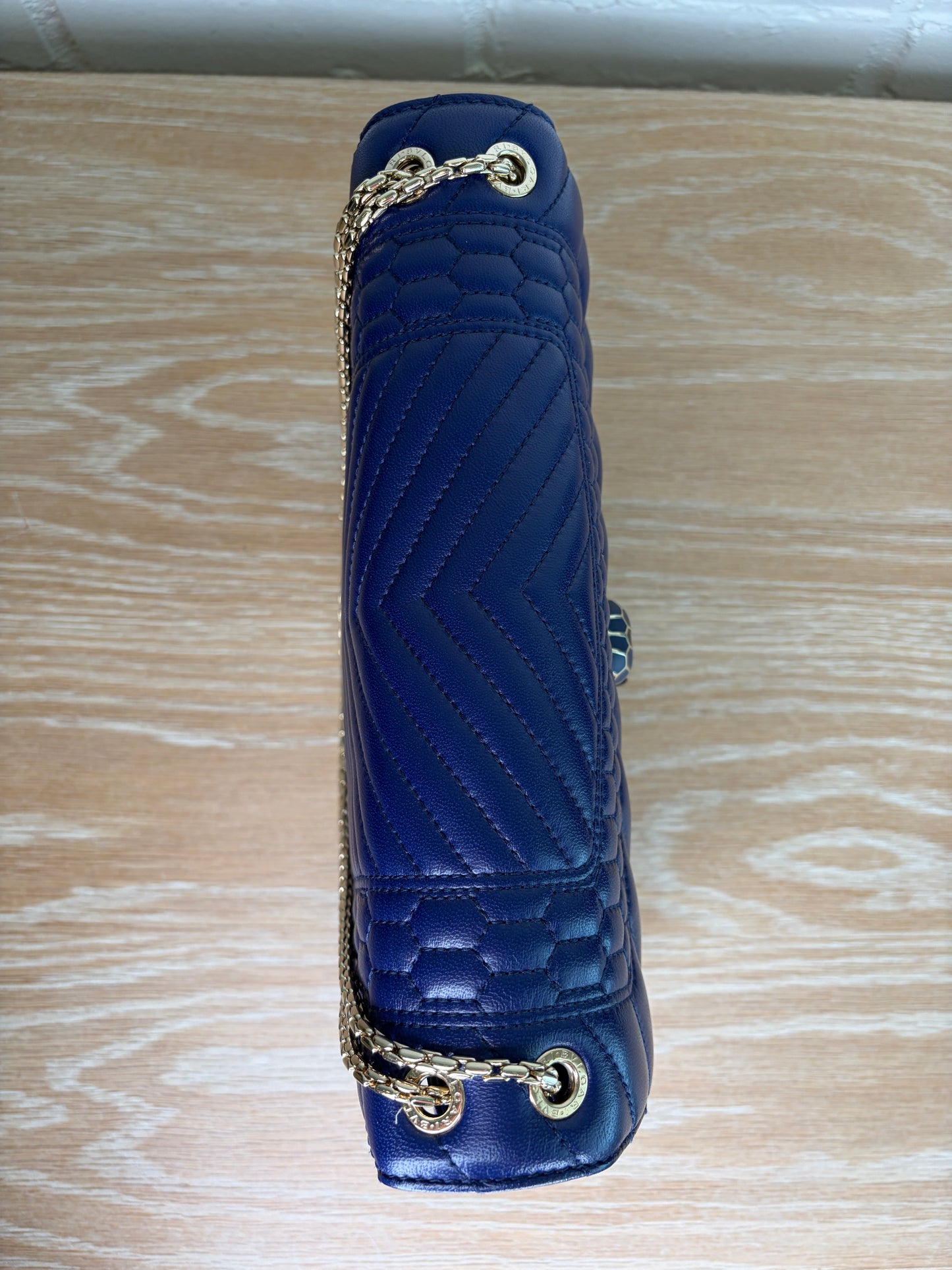 Bvlgari Serpenti Forever Shoulder Bag Blue Quilted  Calfskin