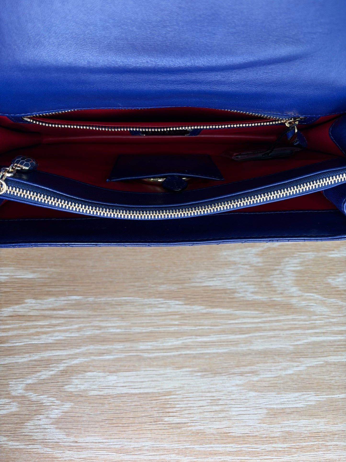 Bvlgari Serpenti Forever Shoulder Bag Blue Quilted  Calfskin
