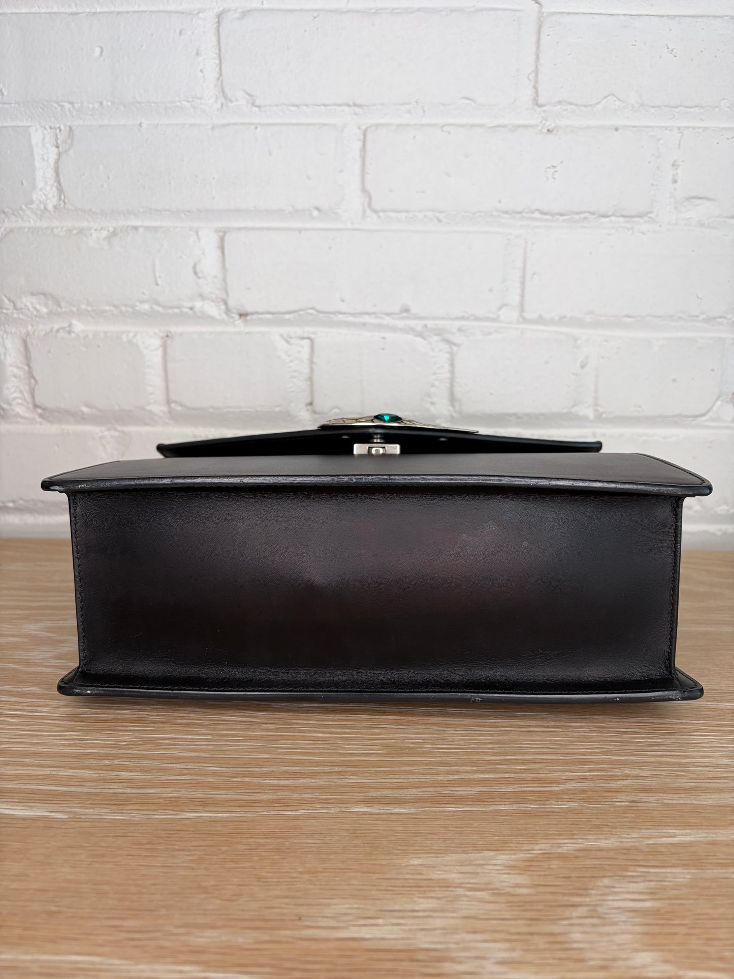 Gucci Black Calfskin Snakeskin Lilith Top Handle