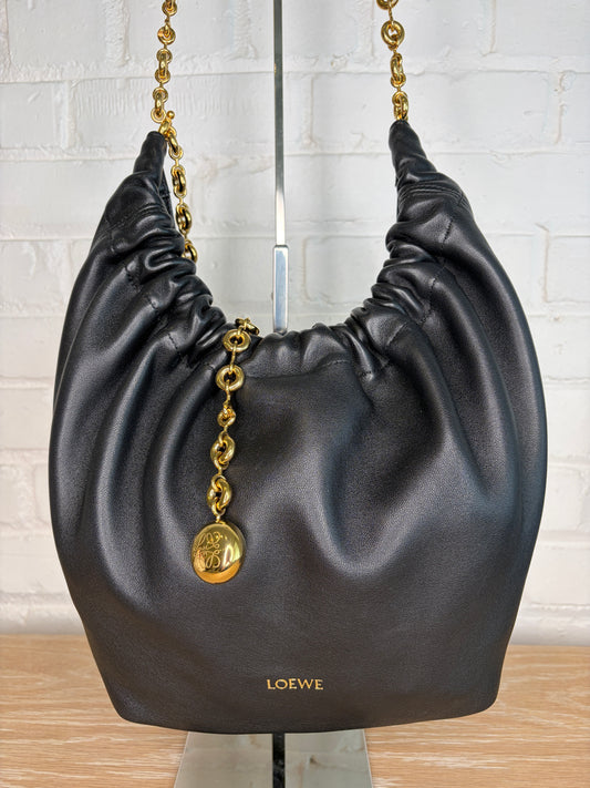 Loewe Squeeze Small Shoulder Bag Black Nappa Lambskin Leather