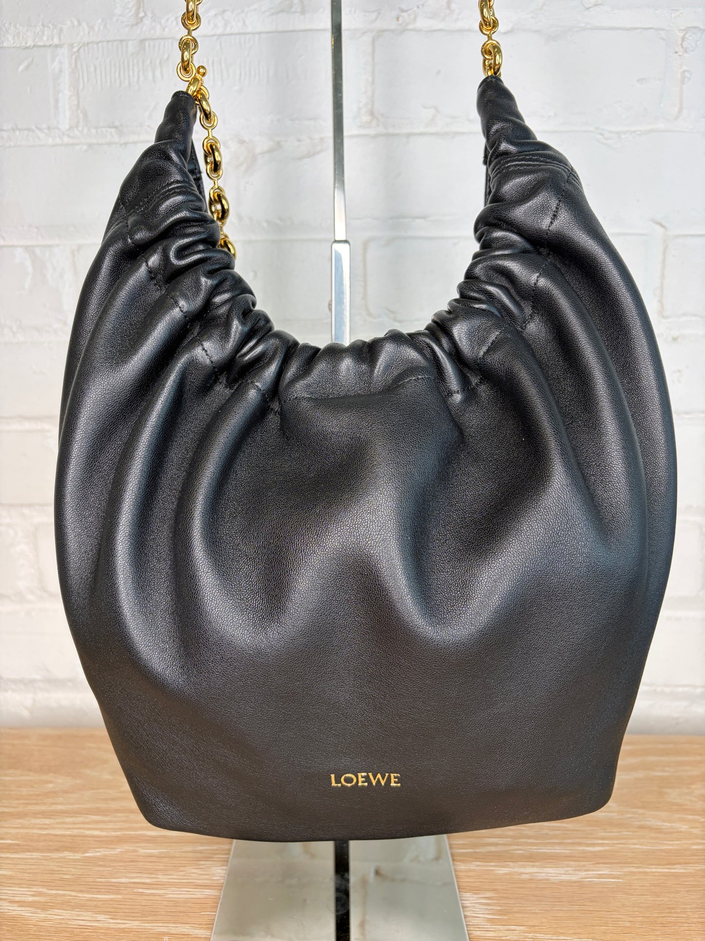 Loewe Squeeze Small Shoulder Bag Black Nappa Lambskin Leather