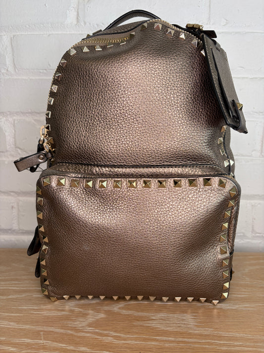 Valentino Garavani Rockstud Backpack Medium Metallic Leather