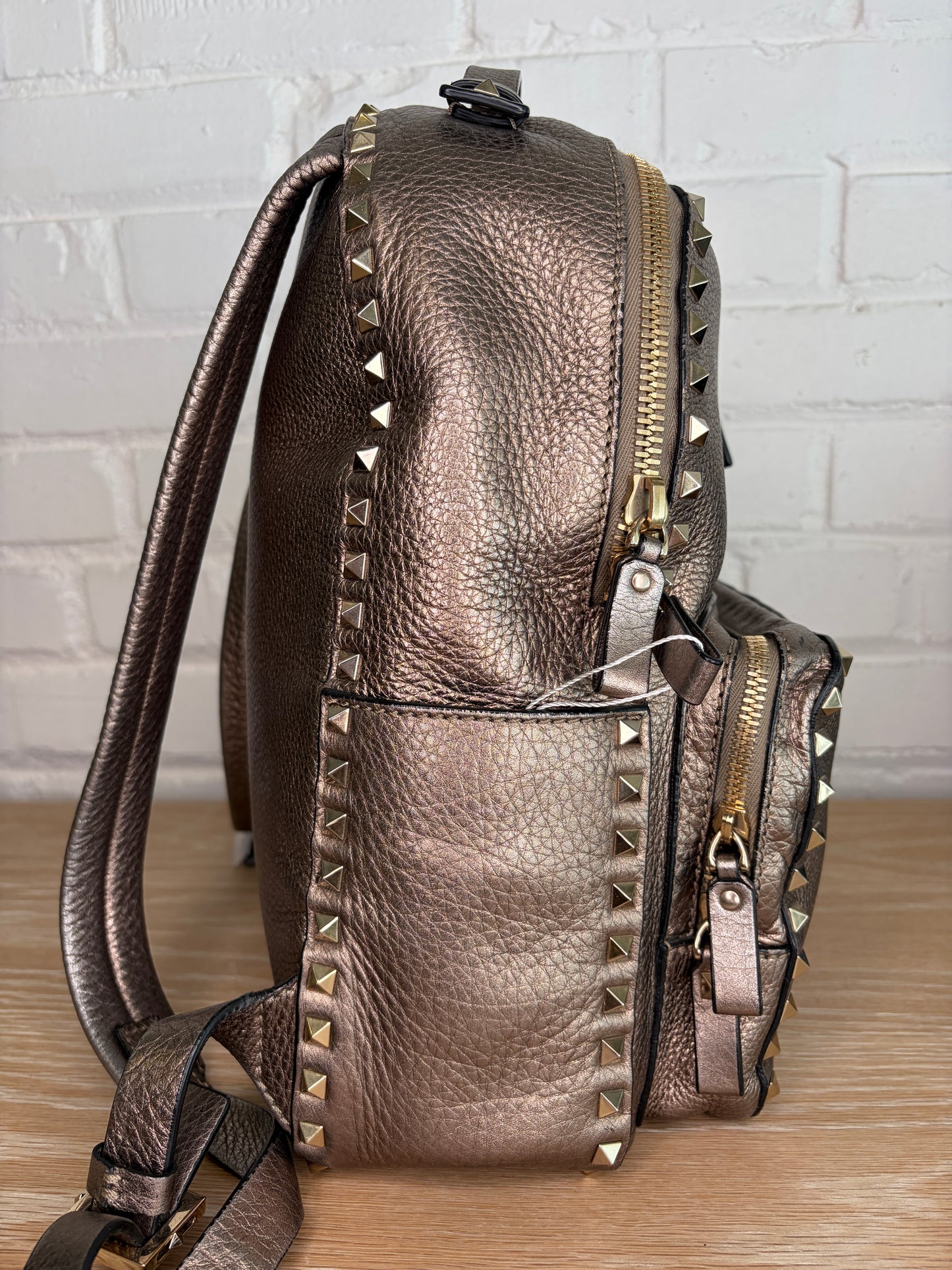 Valentino Garavani Rockstud Backpack Medium Metallic Leather