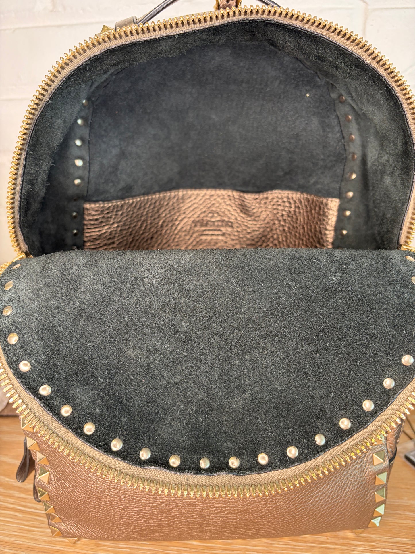 Valentino Garavani Rockstud Backpack Medium Metallic Leather