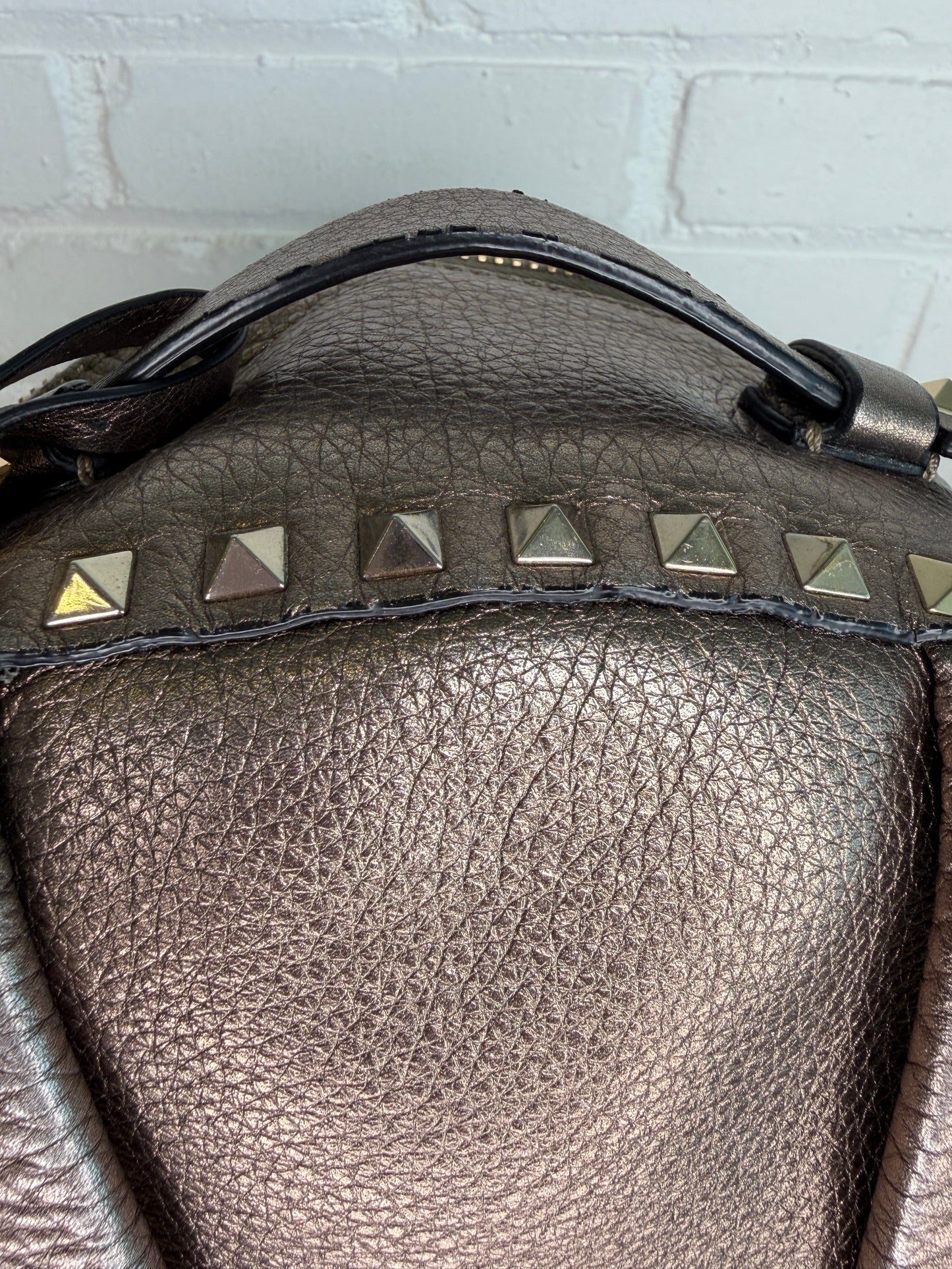 Valentino Garavani Rockstud Backpack Medium Metallic Leather