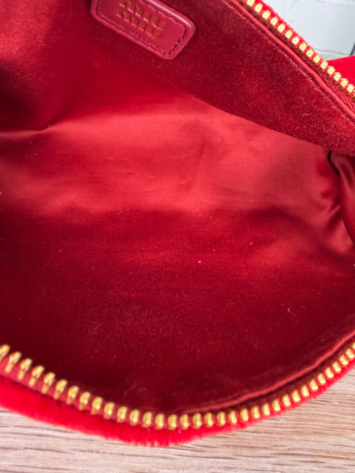 Miu Miu Velluto Pouch in Rosso