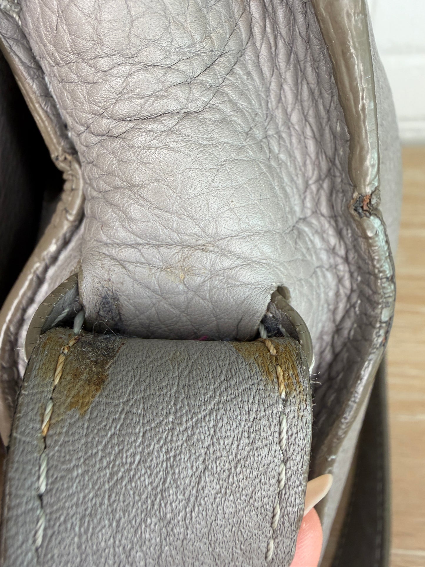 Chloe Marcie Large Saddle Bag Cashmere Grey Grained Leather