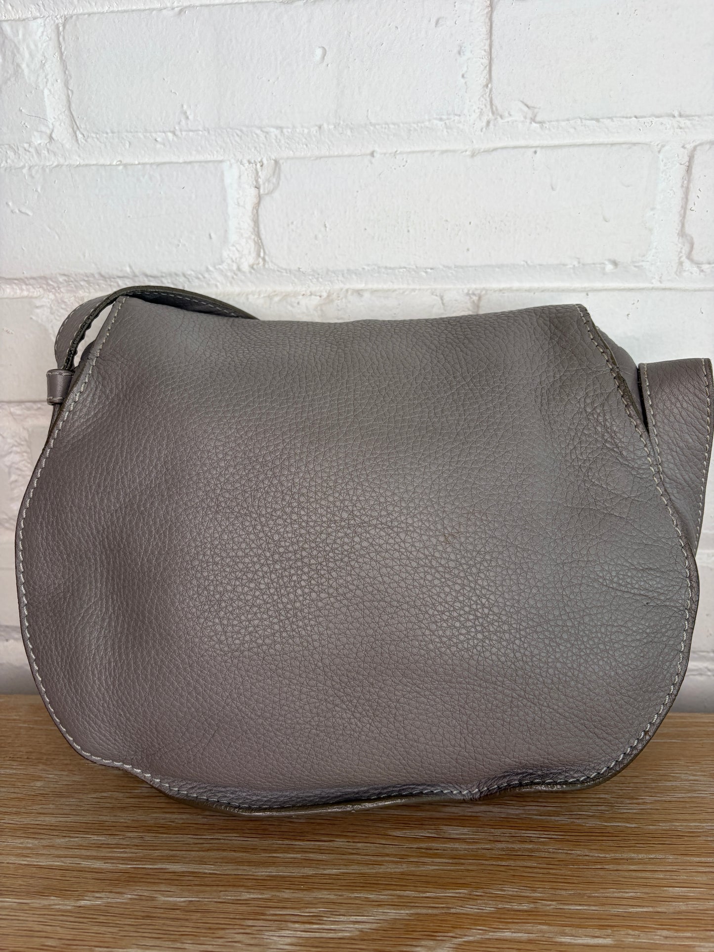 Chloe Marcie Large Saddle Bag Cashmere Grey Grained Leather