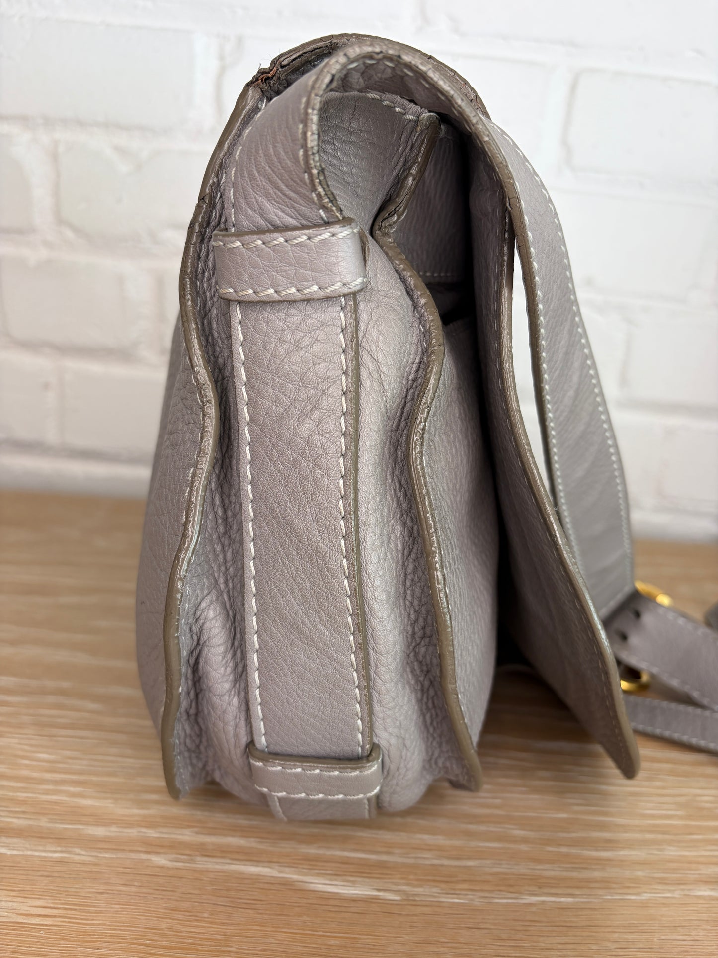 Chloe Marcie Large Saddle Bag Cashmere Grey Grained Leather