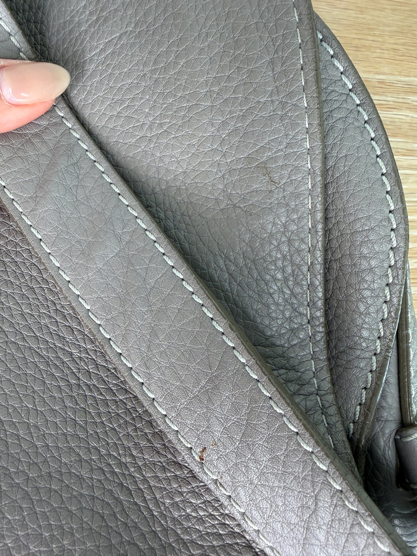 Chloe Marcie Large Saddle Bag Cashmere Grey Grained Leather