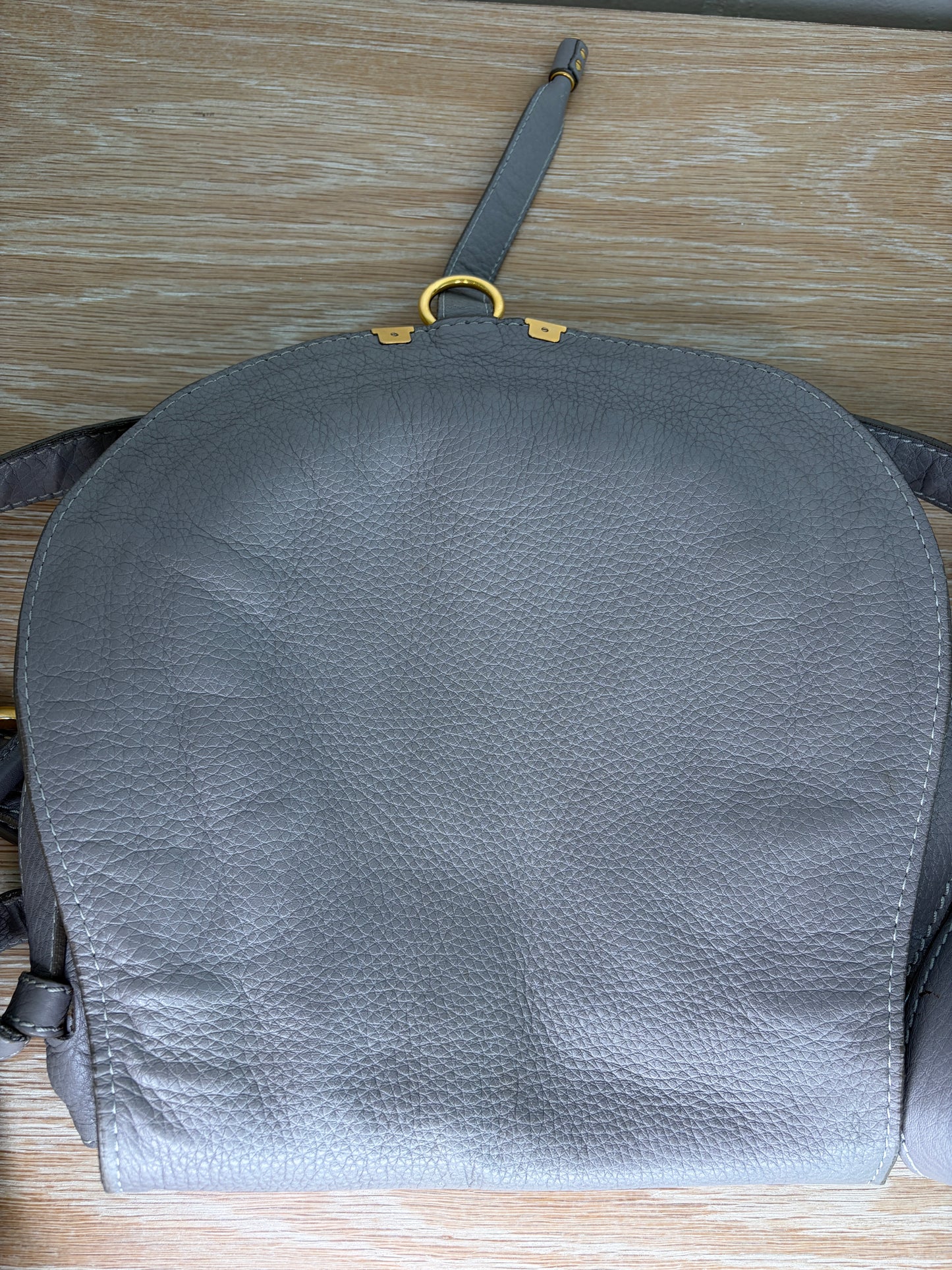 Chloe Marcie Large Saddle Bag Cashmere Grey Grained Leather
