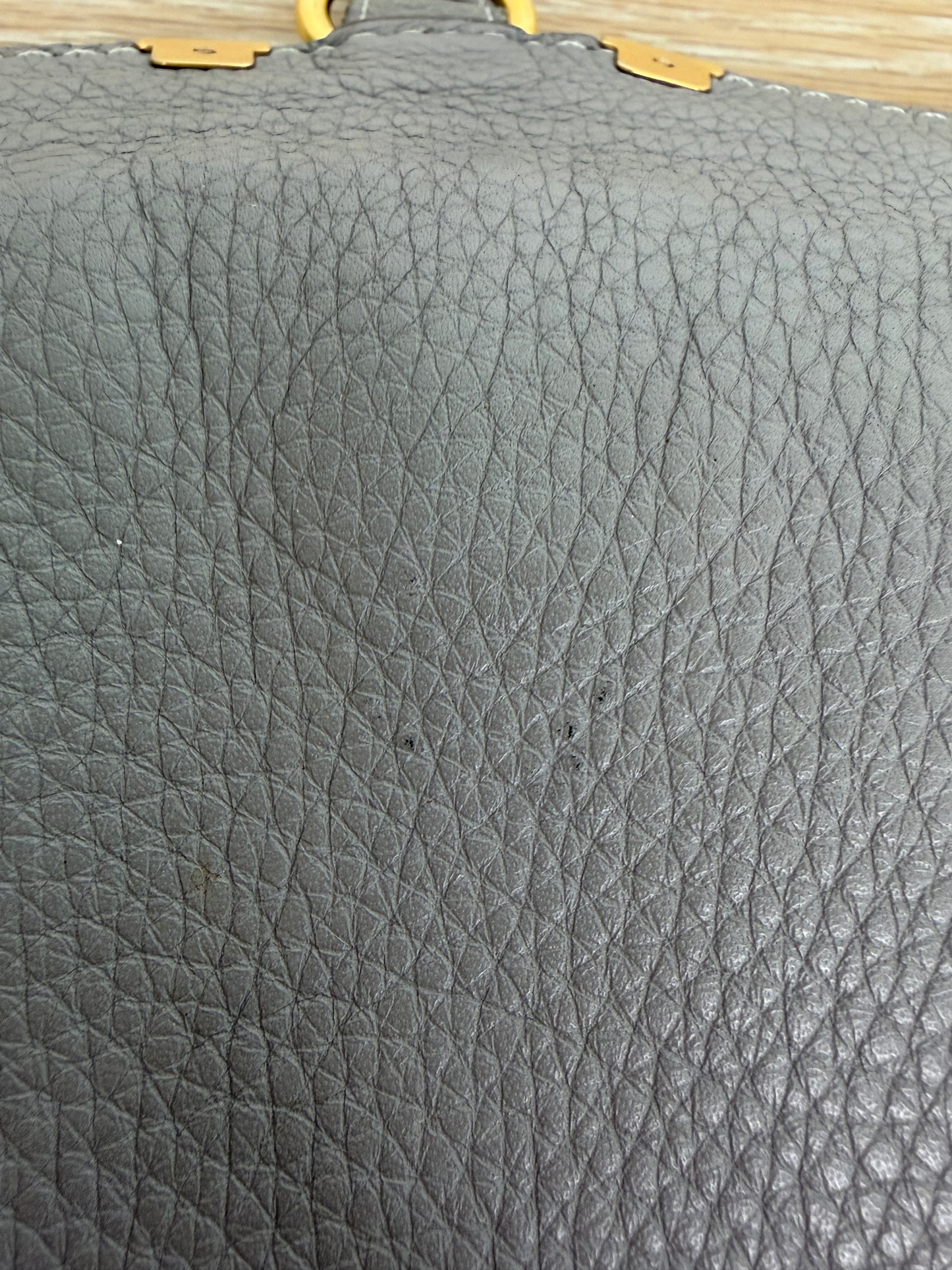 Chloe Marcie Large Saddle Bag Cashmere Grey Grained Leather