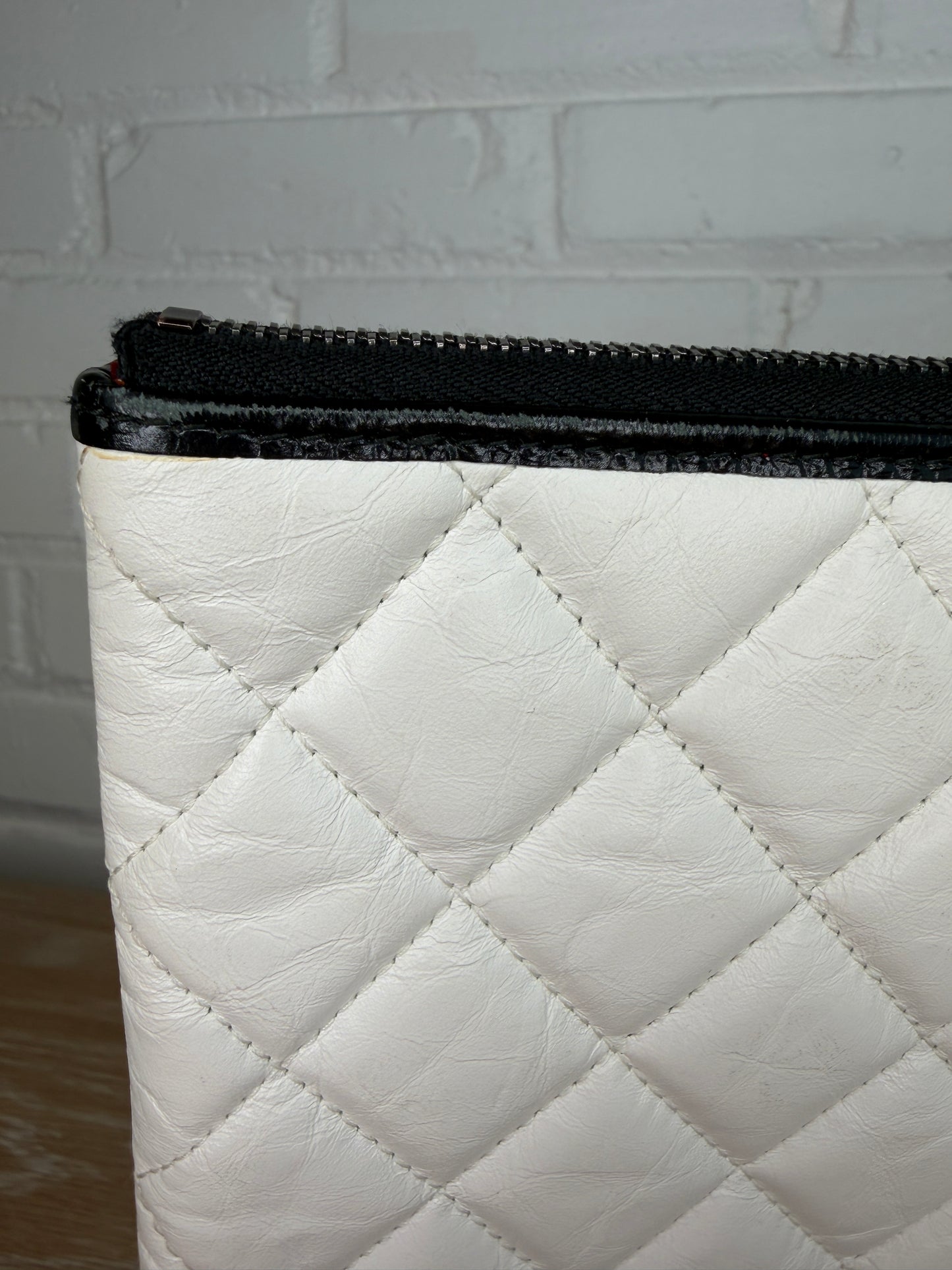 Chanel Gabrielle Clutch Black and White Calf Skin