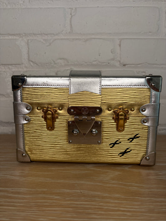 Louis Vuitton Petite Malle Handbag Epi Leather Silver and Gold
