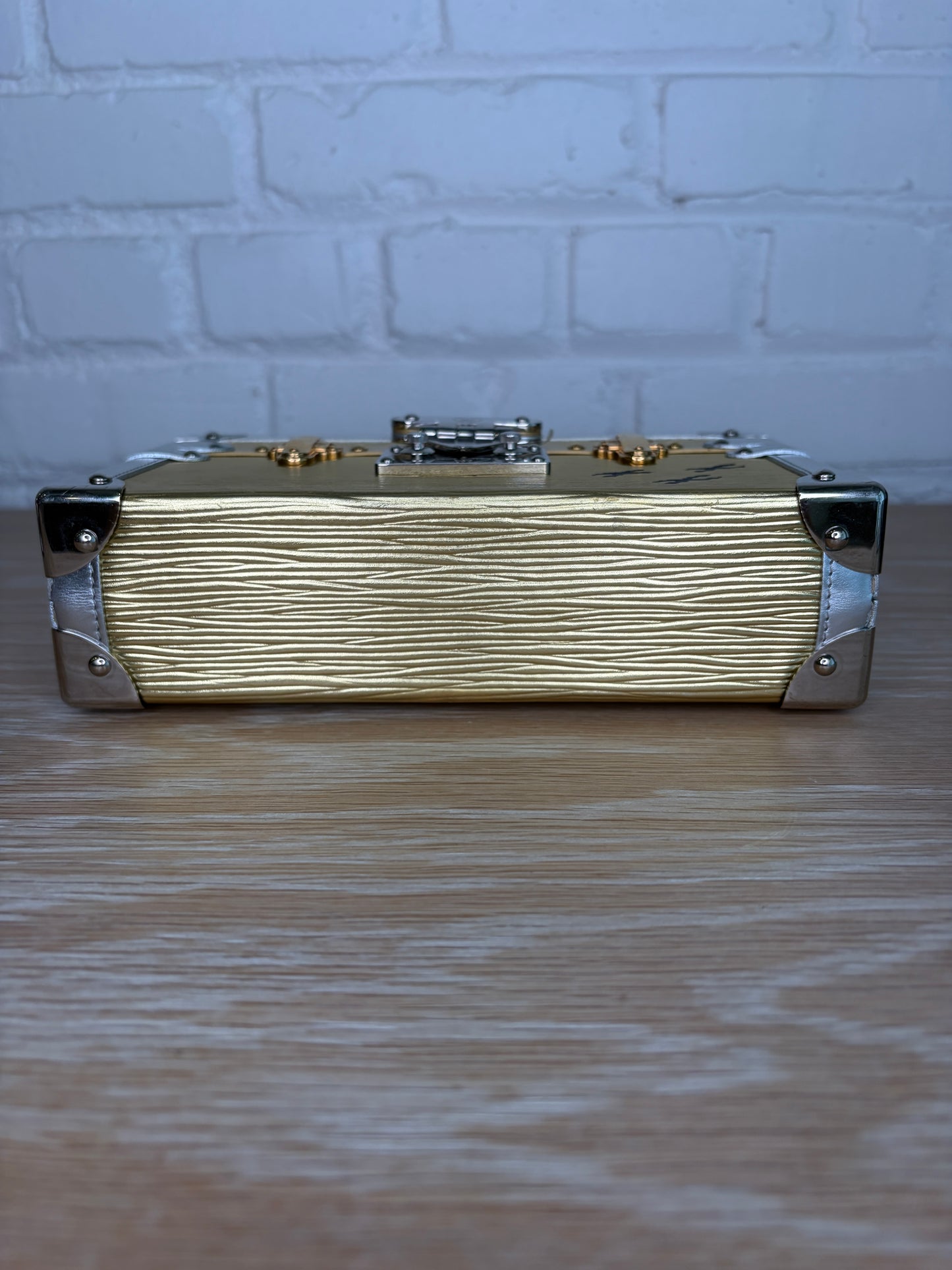 Louis Vuitton Petite Malle Handbag Epi Leather Silver and Gold