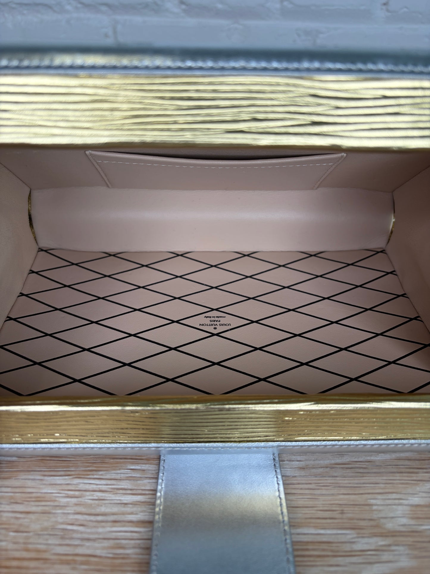 Louis Vuitton Petite Malle Handbag Epi Leather Silver and Gold