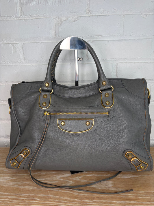 Balenciaga Chevre Classic Metallic Edge City Bag Grey