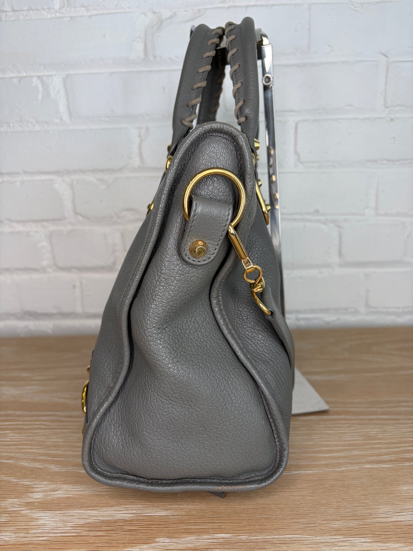 Balenciaga Chevre Classic Metallic Edge City Bag Grey