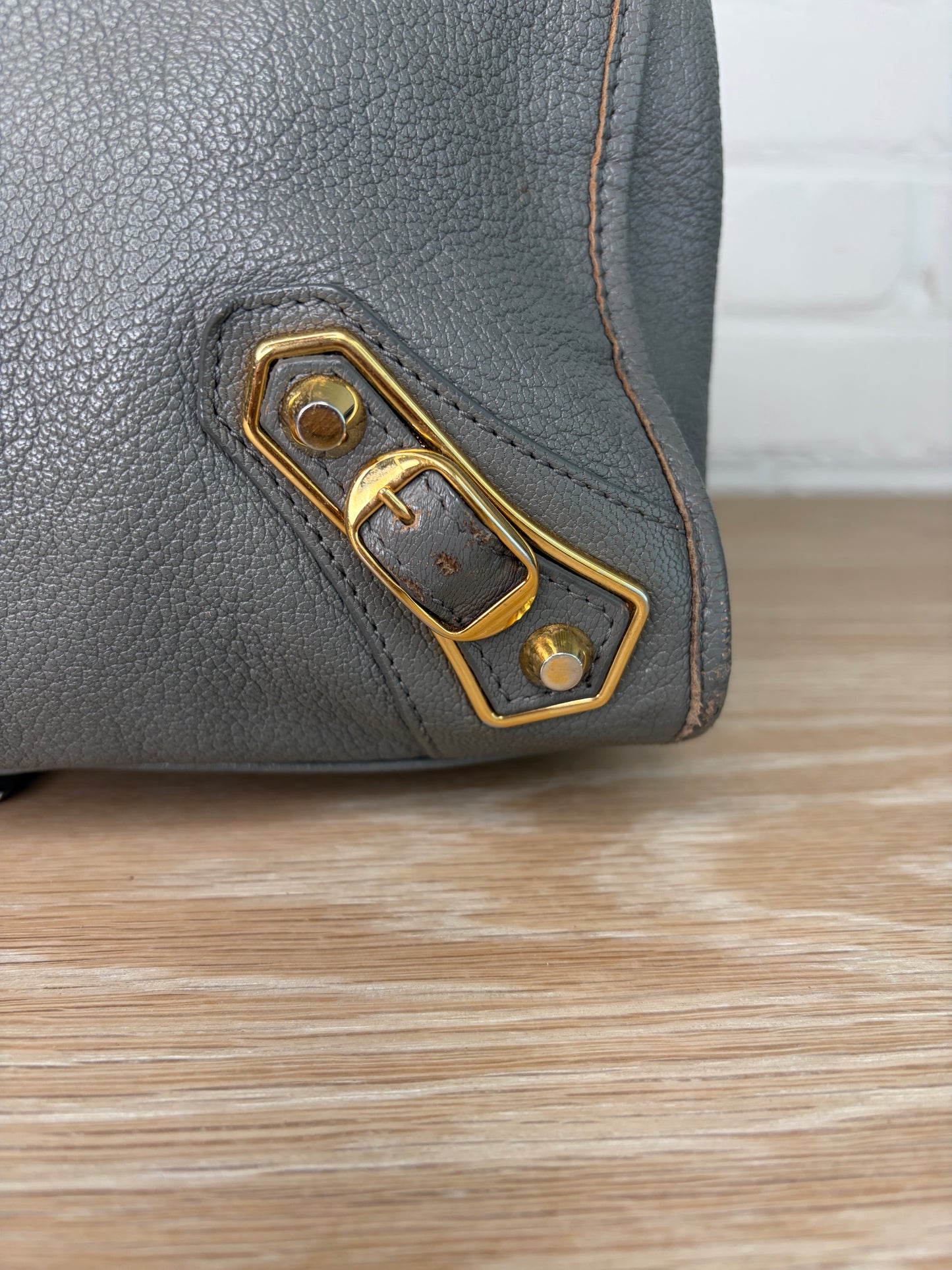 Balenciaga Chevre Classic Metallic Edge City Bag Grey