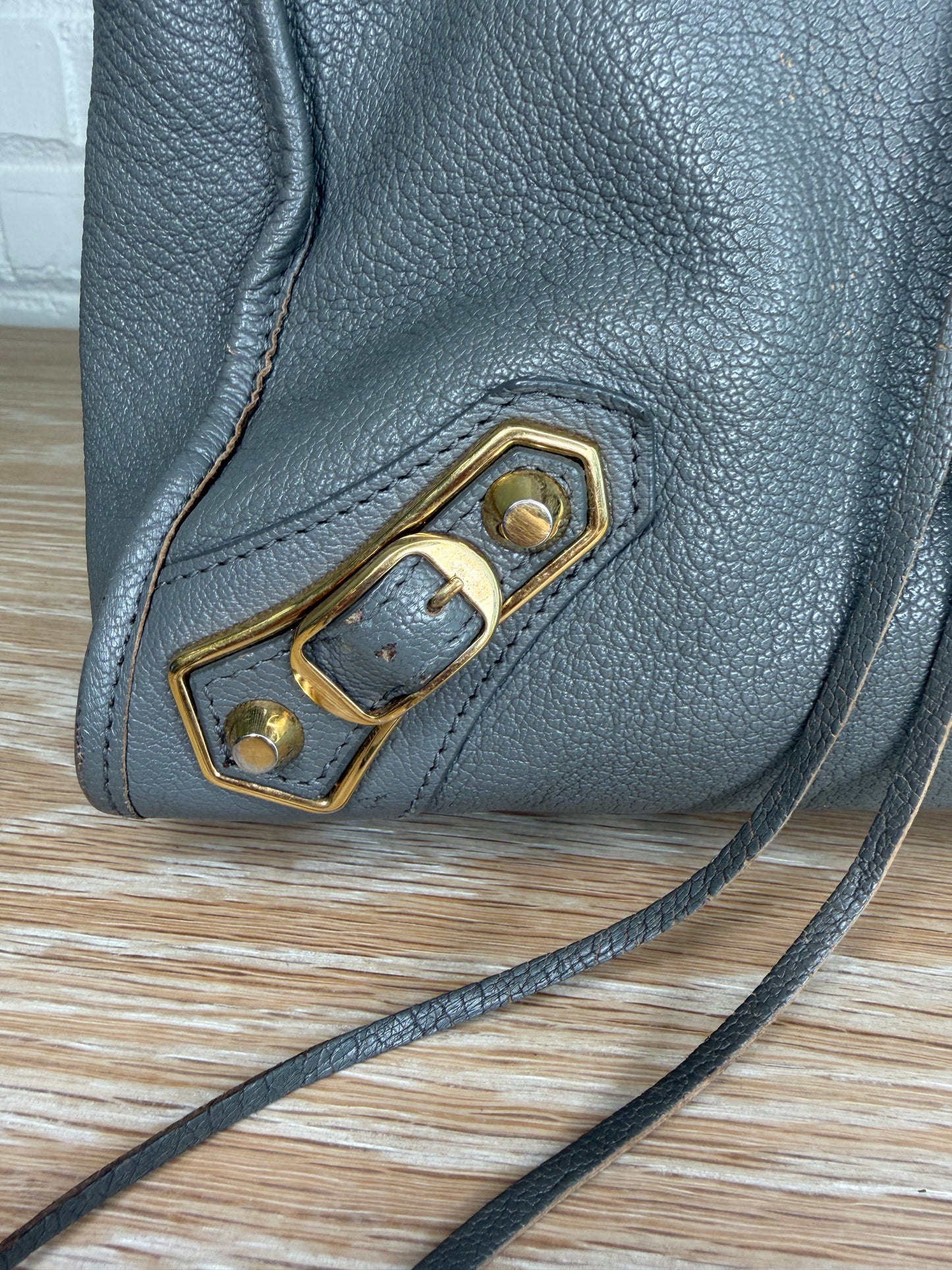 Balenciaga Chevre Classic Metallic Edge City Bag Grey