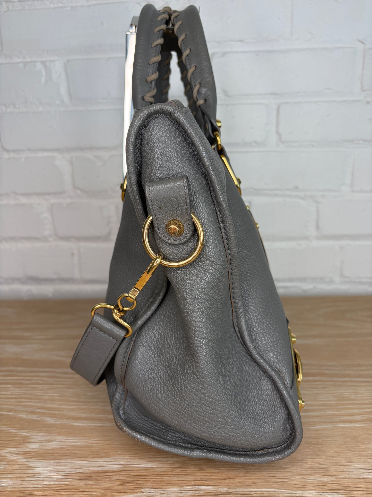 Balenciaga Chevre Classic Metallic Edge City Bag Grey
