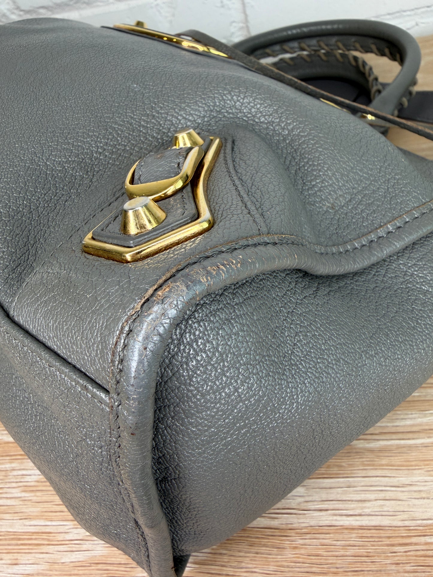 Balenciaga Chevre Classic Metallic Edge City Bag Grey