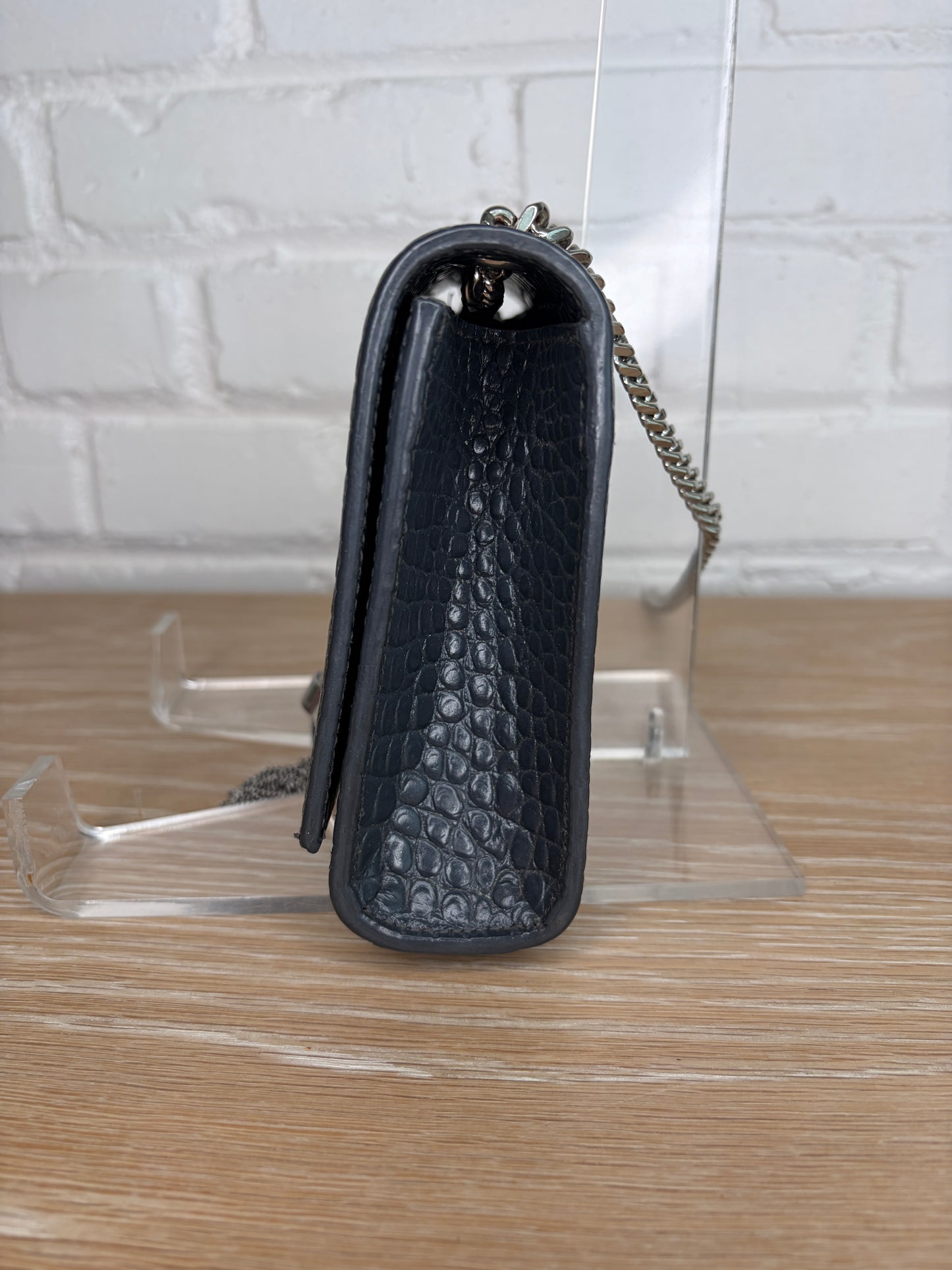 Saint Laurent Kate Crossbody Croc-Embossed Keather
