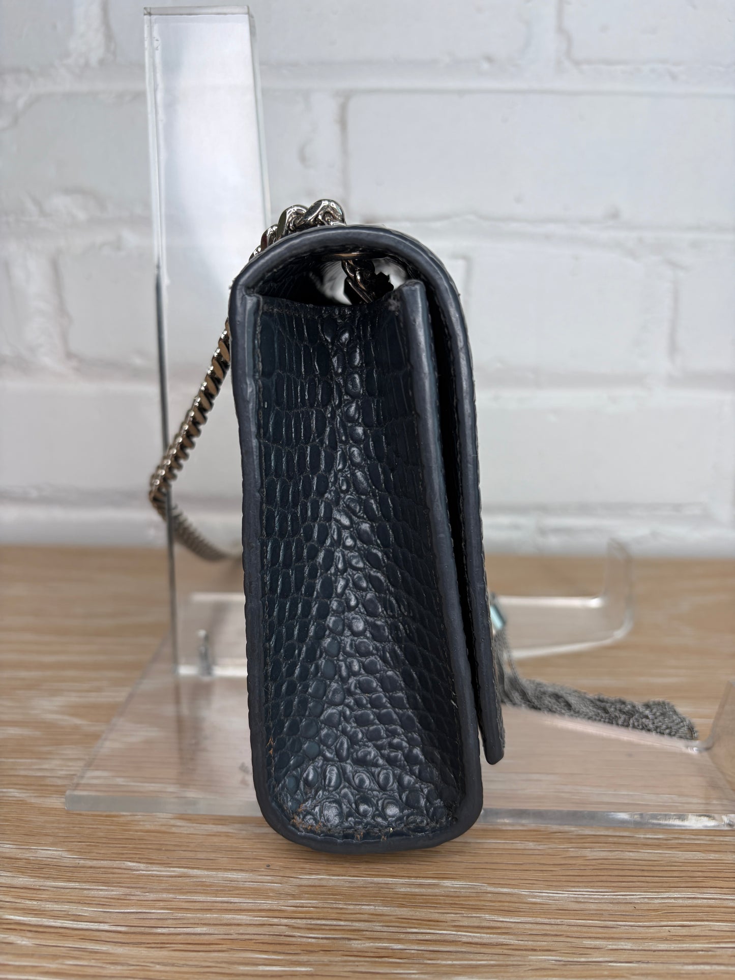 Saint Laurent Kate Crossbody Croc-Embossed Keather