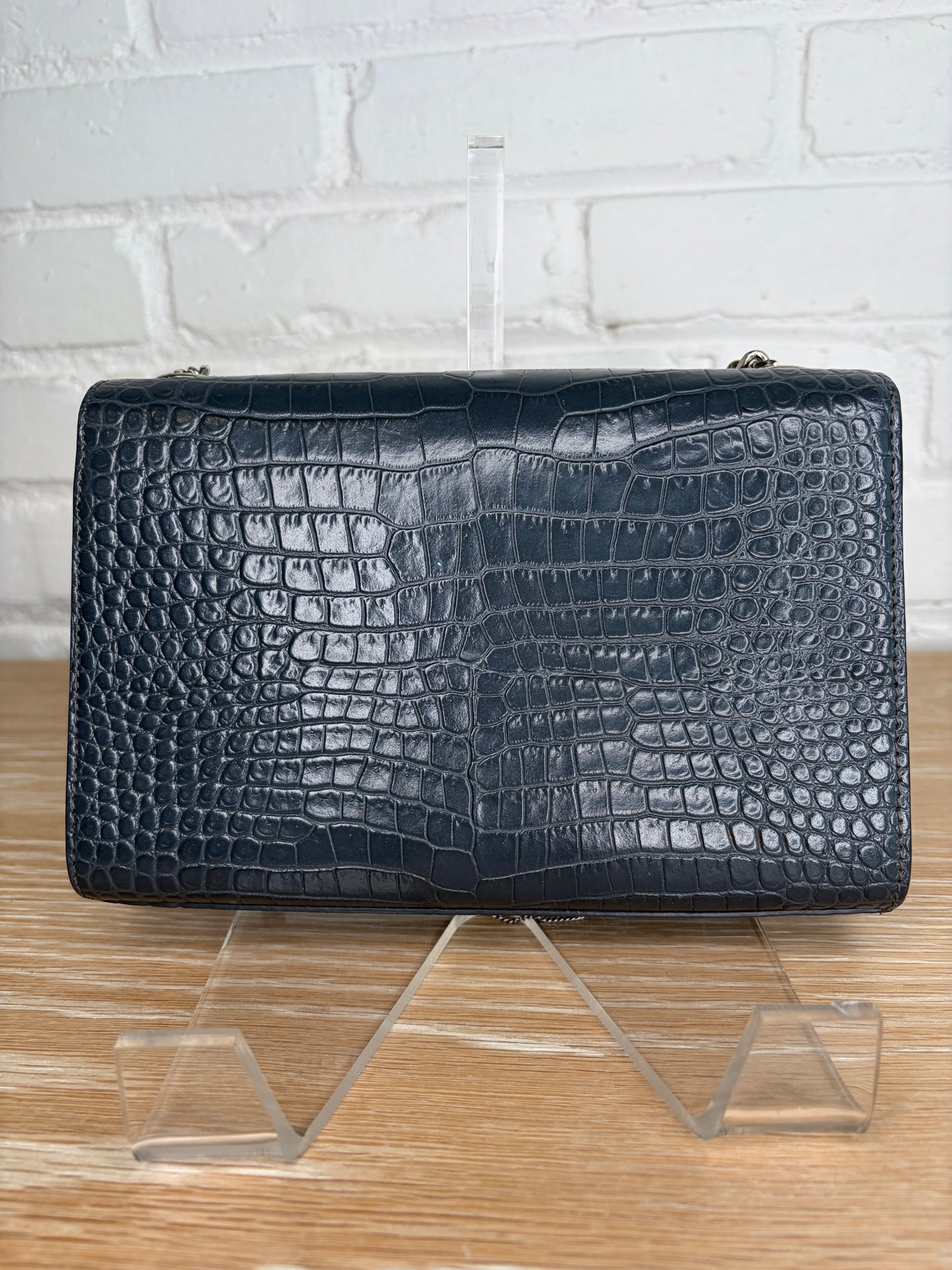 Saint Laurent Kate Crossbody Croc-Embossed Keather